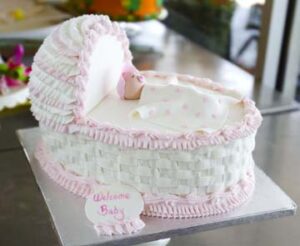 Cleveland-Parma-Ohio-Two-Tier-Baby-Shower-Bassinet-Multy-Colored-Cute-Cake
