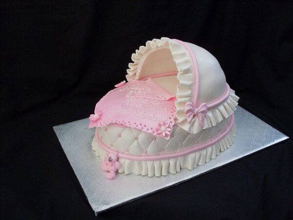 Baby bassinet shower cake