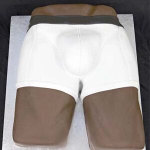 white shorts black band bulged out underwear x-rated cake